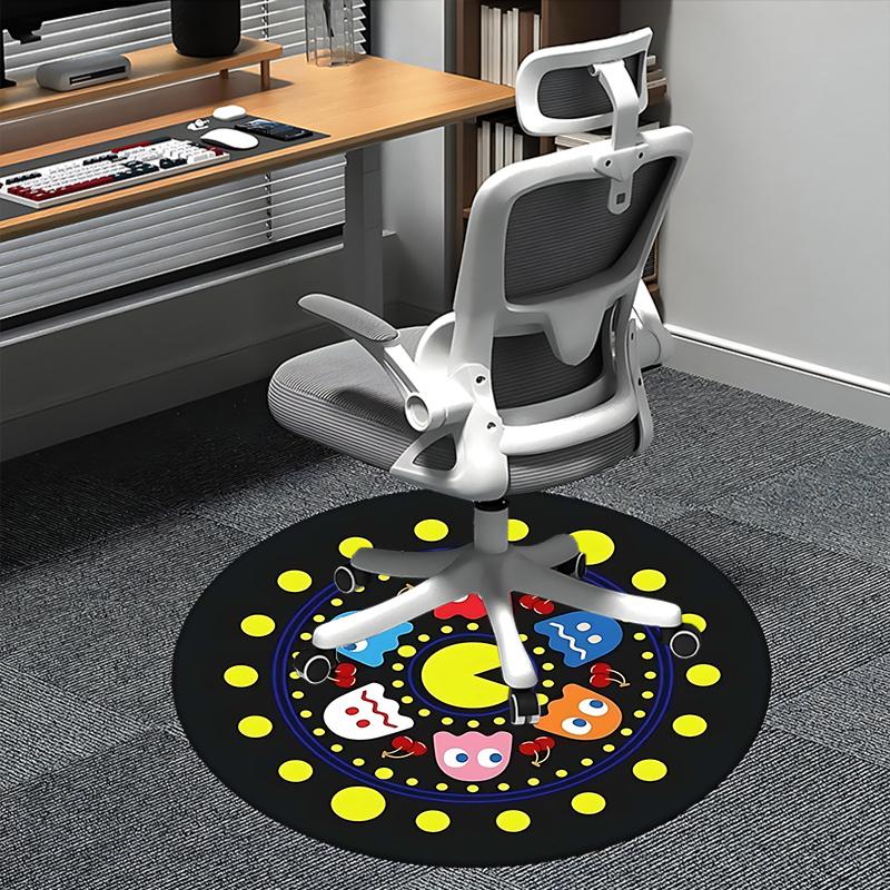Pac Man Characters,Retro Gaming Art Chair mat Round Rug Office carpet, Machine Washable, Non slip, Suitable for Living Rooms, Bedrooms