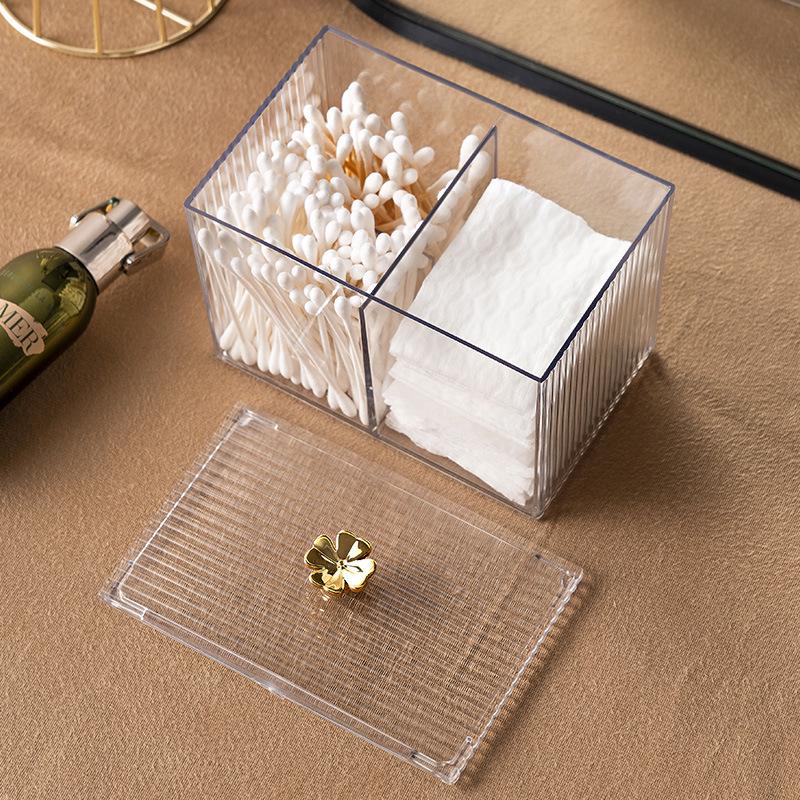 Transparent Cosmetic Cotton Swab Storage Box with Lid for Household Use
