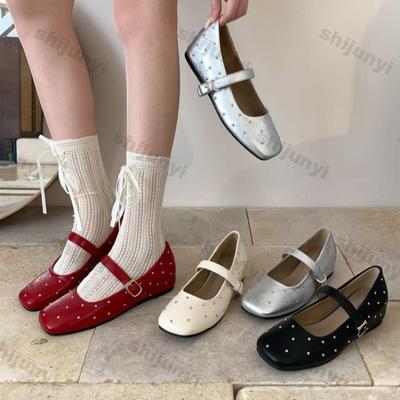 Модные женские туфли-балетки с квадратным носком и неглубоким вырезом, одинарные, с новой модной пряжкой, весенне-осенние, Мэри Джейн, женские, с круглым носком, на платформе, повседневные