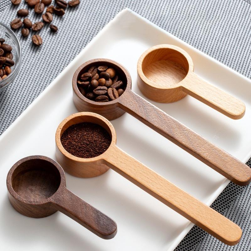 Wooden Measuring Spoon Coffee Beans Spoons Kitchen Dosing Spoon Tea Coffee Sugar Spice Measure Spoons Home Cooking Measure Tools