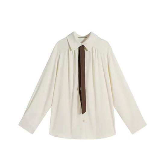 Женская рубашка однотонная с длинным рукавом и лацканами, повседневная рубашка свободного кроя для офиса и вечеринок, повседневная одежда