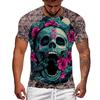 Terrifying Skull 3D Printed Short Sleeved T-shirt Summer Breathable Polyester Simple Round Neck Top
