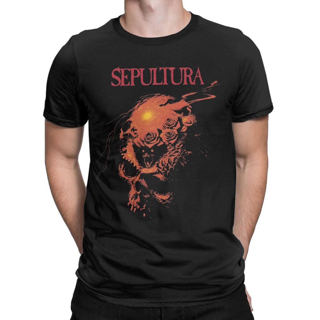 Мужская футболка Sepultura Череп Смешная 100% хлопок Футболка с коротким рукавом Футболка Круглый вырез Одежда Новое поступление