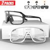 2 Packs Photochromic Riding Cycling Sunglasses Mtb Cycling Glasses Goggles Bicycle Mountain Bike Men's Women Sport Eyewear