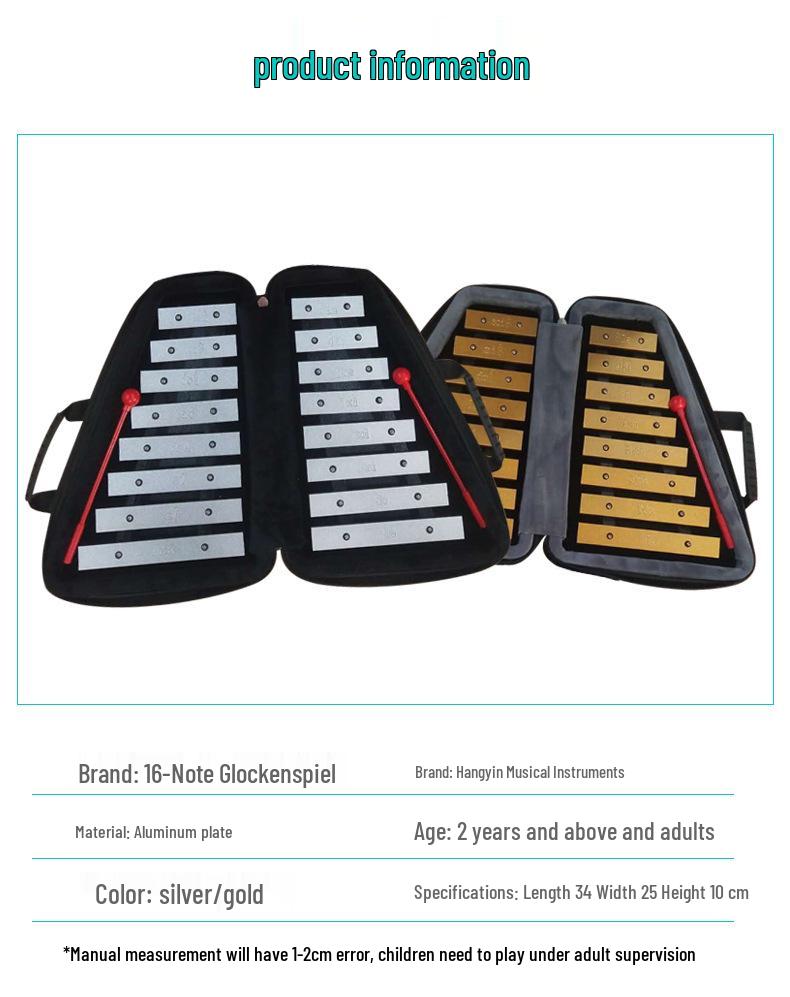 16-Note Double Row Glockenspiel for Early Childhood Education