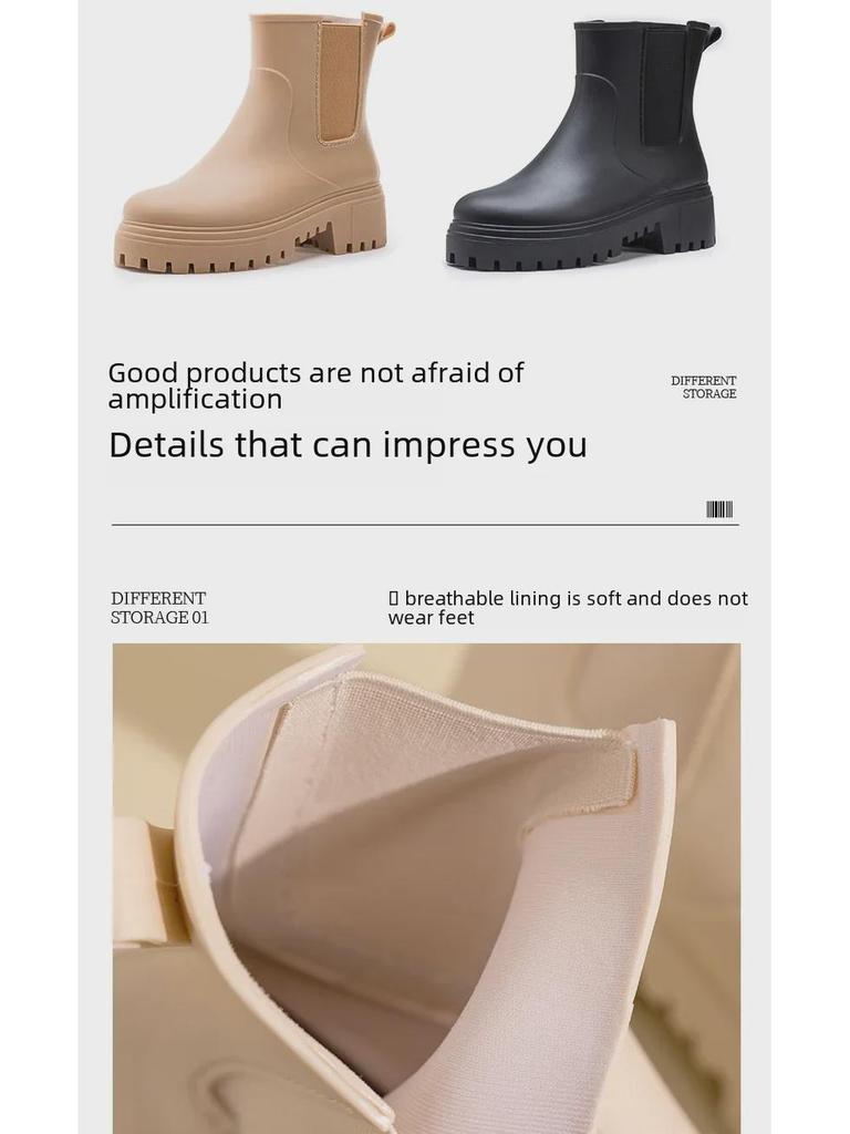 2024 Стильные женские водонепроницаемые резиновые сапоги: Толстая подошва, износостойкая, усиленный дизайн с бархатным утеплителем для любого сезона