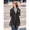Japanese and Korean Windbreaker Women's Long Autumn New British Style Korean Version of The Collar Waist Slim Coat