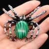 Women Brooch Natural Stone Spider-Shaped Pendant For Jewelry Making DIY Necklace Bracelet Clothes Shirts Accessory