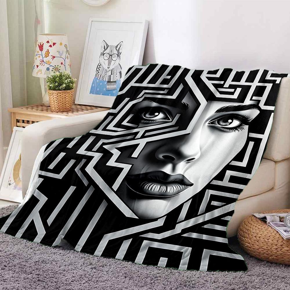 1pc Face Pattern, Abstract Art Blanket Soft All Season Throw with Vibrant Design, Perfect for Home, Travel, and Gifts, Ideal for Naps and Camping