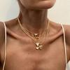 Punk Style Love Heart Alloy Pendant Necklace Personalised Tassel Twist Chain Collarbone Chain Temperament Light Luxury Stacked Ladies Necklace
