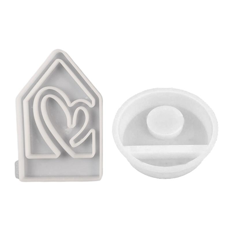 Hollow House Candle Holder Molds with Round Base Molds for Making Tealight Holder Table Decorations Candle Holder