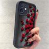 Черный текстурированный чехол-цветок розы для iPhone 13-17 и Samsung, полное покрытие