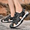 Closed Toe Sandals Men's Leather Summer Breathable Hollow Out Outdoor Wear Lightweight Waterproof Outdoor Outdoor Casual Beach Shoes