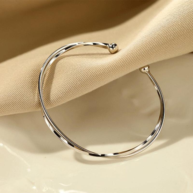 Открытый браслет с кольцом Мебиуса S999 из чистого серебра с гладким лицом и песчаником, простой и роскошный, универсальный серебряный браслет для ног для девочек