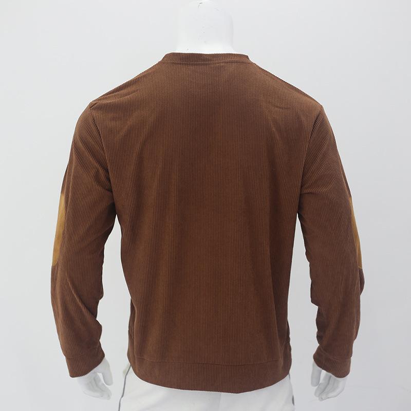 Мужская повседневная толстовка с круглым вырезом, воротником-стойкой, длинным рукавом из вельвета