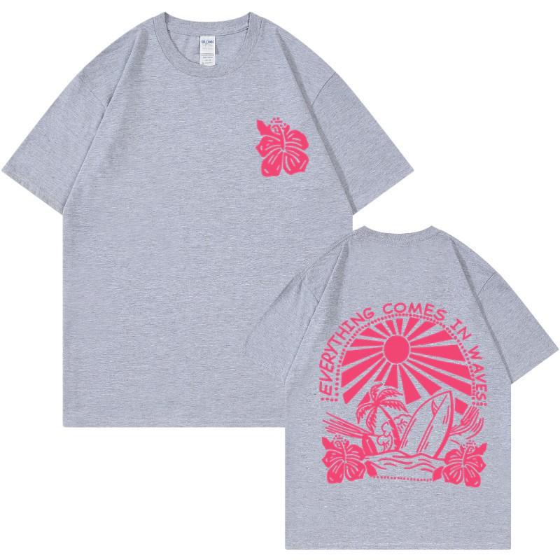 Unisex Cotton Short Sleeve T-Shirt With Letter Print Round Neck Loose Fit Casual Top