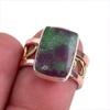 Ruby In Zoisite Handmade Lab-Created 925 Sterling Silver Two Tone Ring S.6 B4p49