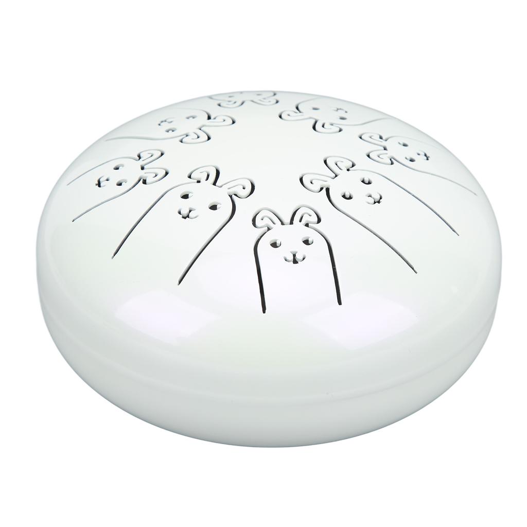 Alloy Steel Tongue Drum 8 Note 5.5in Chakra Tank Ethereal Lotus Handpan White 12 Zodiac Rabbit