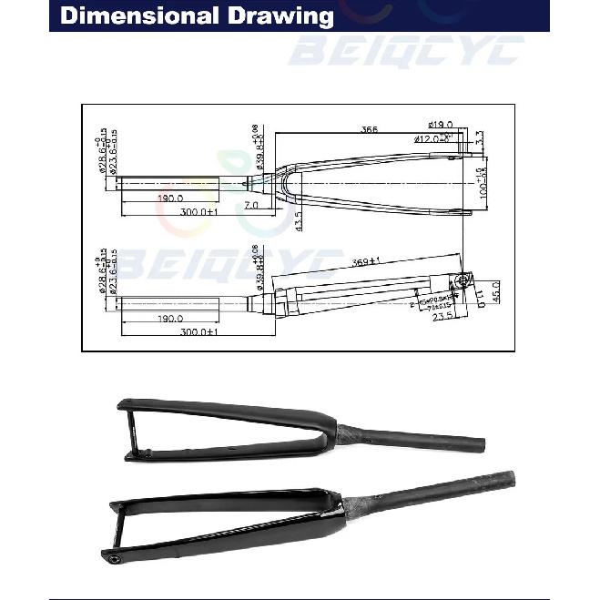 Carbon Internal Cables Fiber Road Front Fork Thru Axle  Disc Brake Racing Road Fork 700*32C Tapered Tube Cyclocross Rigid Fork