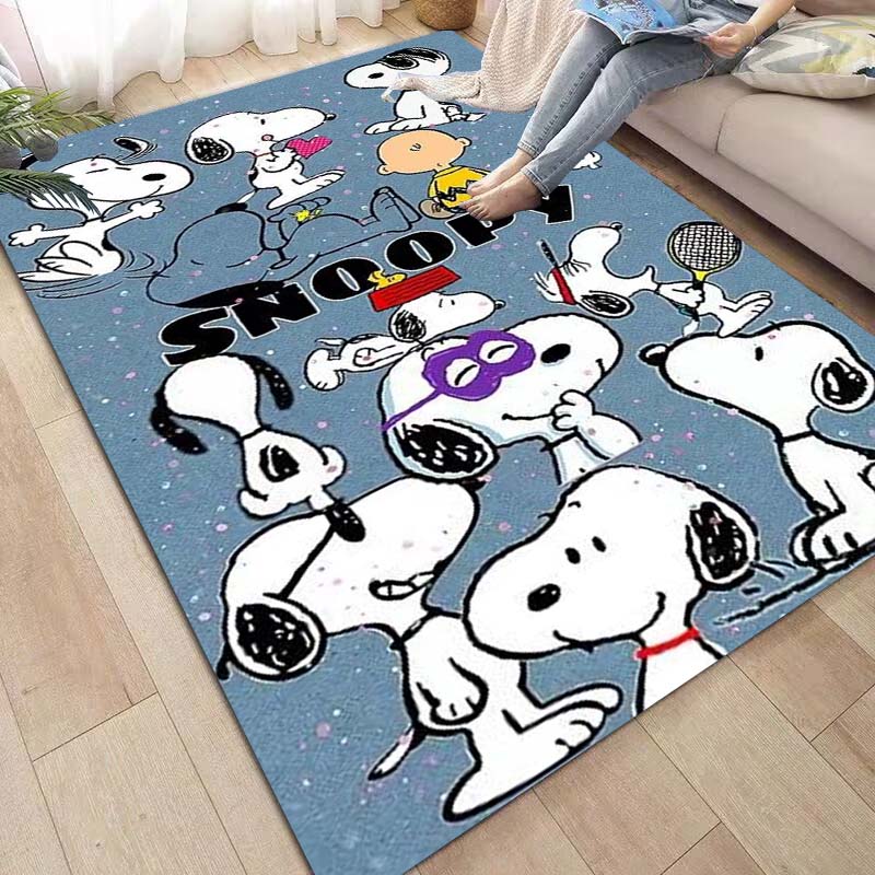 Non-slip area rug for living room with Snoopy cartoon design, soft rug for bedroom, children's playroom, sofa, home decor, doorm