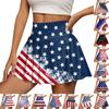 Women's Stretch Yoga Pants Independence Day Printed Athletic Shorts Lightweight High Waisted Skirt