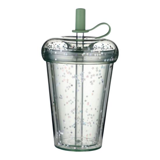 Герметичная чашка для холодного кофе, многоразовая прямая пипеточная чашка со встроенными соломинками, двухстенный изолированный стакан для холодного кофе, мультяшная чашка для питья