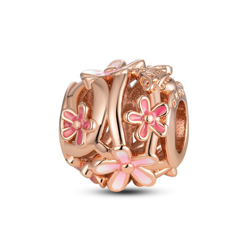 Fashion 925 Silver Dangle Charm Beads Spring Flower Fit Original Bracelet DIY For Pendant Necklace Making Women Gift