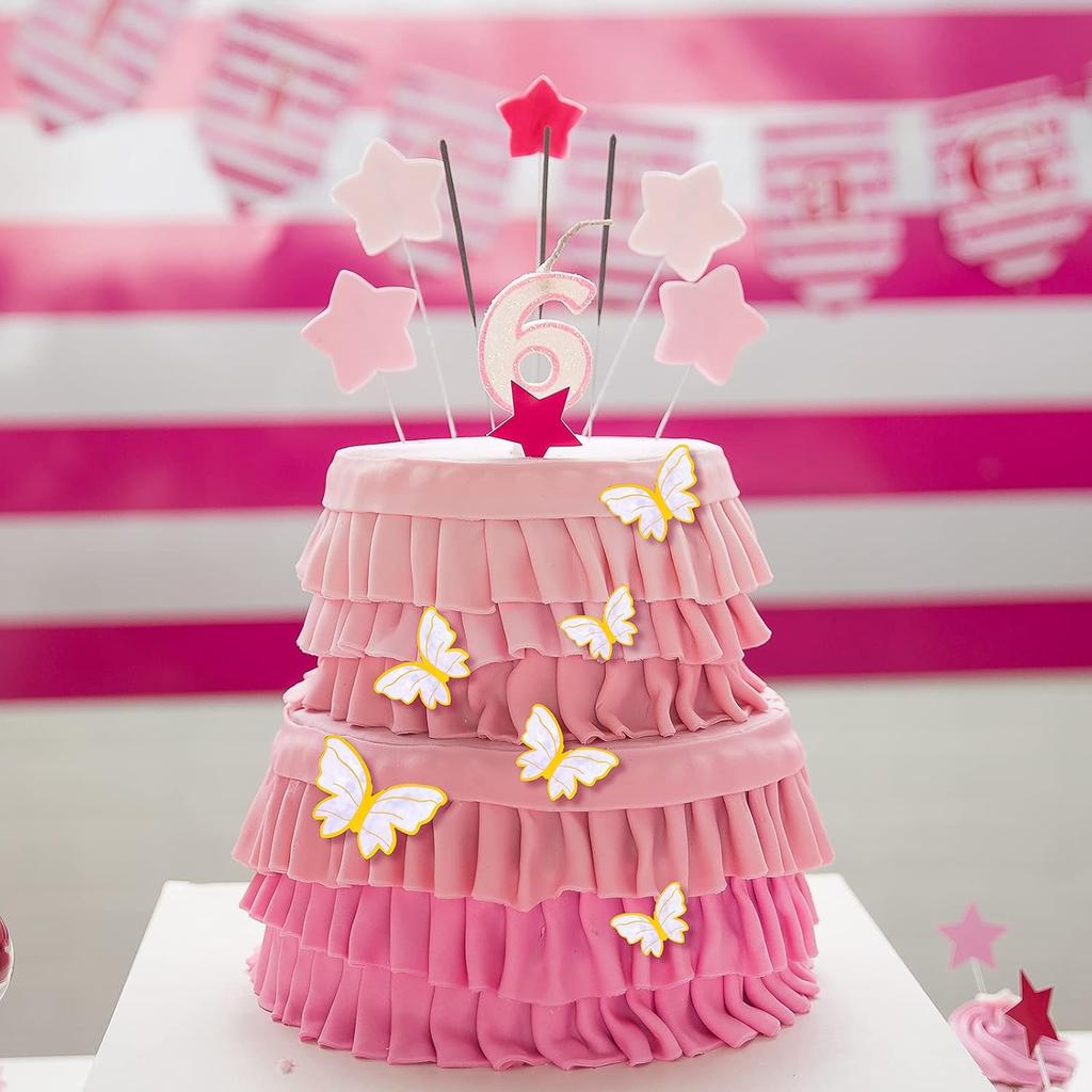 40 шт. Блестящие 3D-бабочки - Золотые топперы для торта на день рождения, Радужные топперы для кексов, Наклейки на стену для декора комнаты