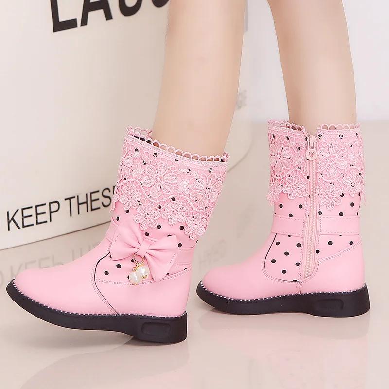 Детские модные кожаные ботинки, универсальные кружевные красивые элегантные туфли принцессы, детская обувь из хлопка и искусственной кожи, классические ботинки, прямая поставка