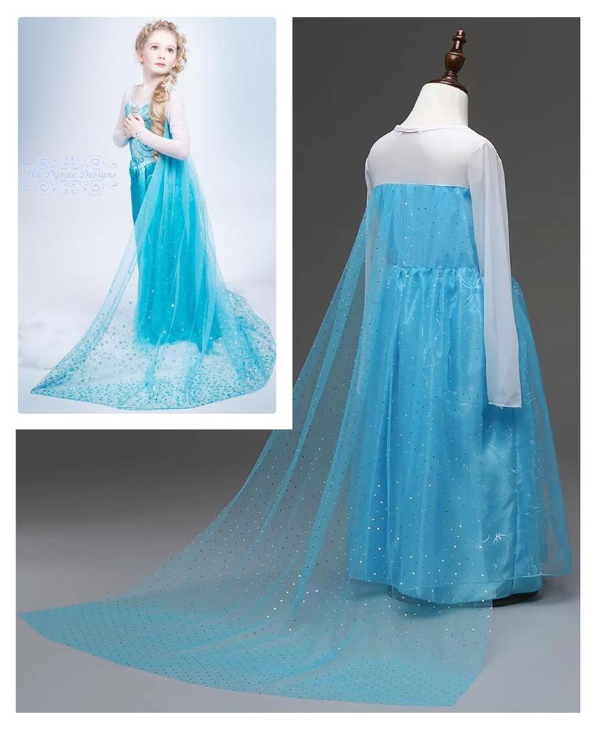 Princess Dress for Kids Cosplay Costume Luxury Set Ice Blue Ribbon Braided Heart Magic Original 110cm NT331 [CREDIBLE] 8-piece - (Princess Dress,