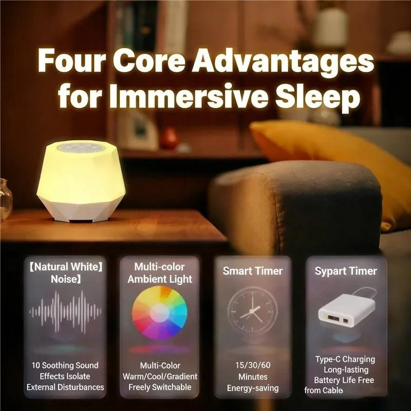 Night Light White Noise Light Sleep Monitor Light Multicolor Night Light Intelligent Charging Timed for Bedroom Decoration