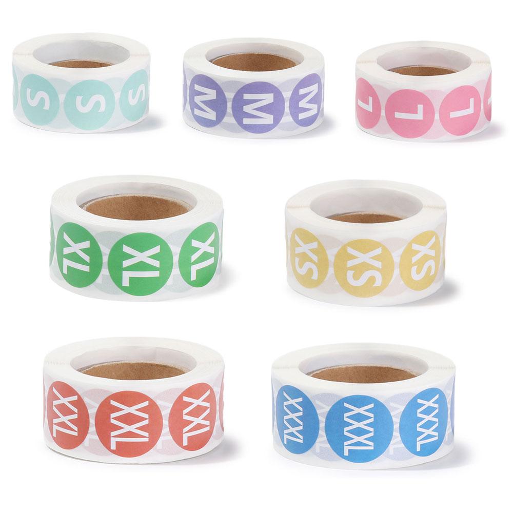 500/1980pcs Paper Self-Adhesive Size Labels for Clothing Garment Shoes Size Sticker Tags Sticker Size Label XS/S/M/L/XL Size