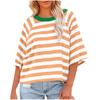 Топы для женщин, полосатые модные футболки для женщин, свободная базовая футболка с цветными блоками