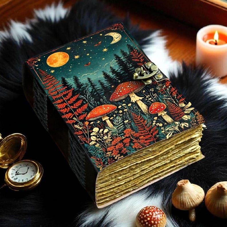 Гримуар из грибной кожи: Книга теней ручной работы с неровными краями