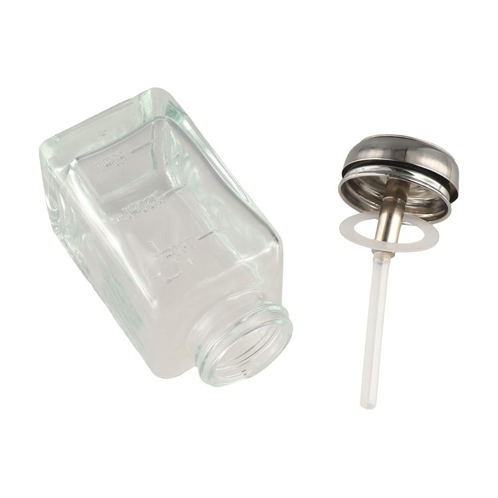 Square Clear Refillable Bottle Glass Liquid Pump Dispenser Bottle Makeup Remover