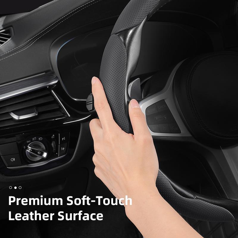 Suitable for Honda's Breathable Holes Leather Steering Wheel Cover Segmented Quick Release Design Non-Slip and Durable Civic Fit 8Th Gen 8 City ajv256