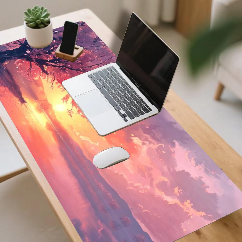 Sunset Landscape Play Mat Long Mouse Pad Mouse Mat Pc Accesories Table Mat Gaming Desk Decor Laptop Mat Keyboard Cushion