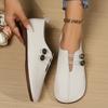 Fashion Soft-soled Hollow Button Shallow Single Shoes, Women's Lazy Doudou Shoe Mother Flat-soled Small Leather Shoes