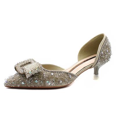 Летние новые туфли с блестками и полыми босоножками, женские туфли с острым носком и шпильками, женские туфли с бриллиантами на высоком каблуке