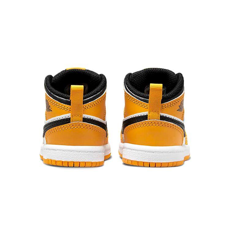 Детские кроссовки Air Jordan 1 Mid TD Reverse Yellow Toe Taxi White Black 640735-701