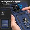 For iPhone 15 Pro Max Slide Camera Protector Phone Case Metal Ring Kickstand Anti-scratch PC+TPU Cover