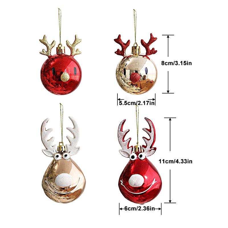 1Pce Pendant Christmas Decorations Family New Year's Party Color Painting Alien Ball Deer Head Ball