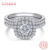 Lindon Classic 925 Sterling Silver Zircon Ring Ladies Jewelry Wedding Promise Party Gift
