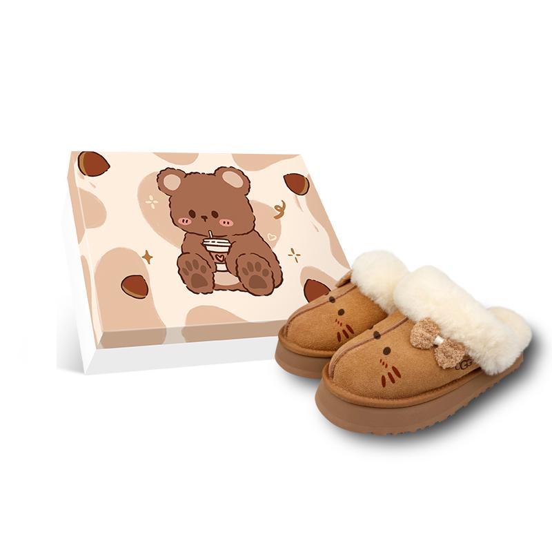 UGG Женские нескользящие закрытые тапочки из ЭВА, цвет каштаново-коричневый 1122550-CHE(Team47-BOX)