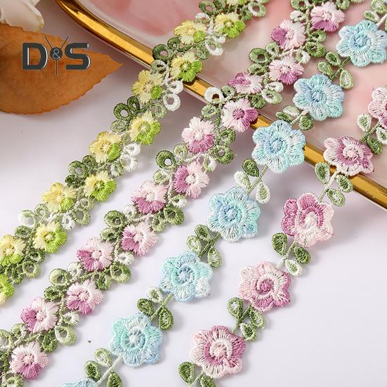 Цветочная кружевная отделка лента яркий цвет широко используется DIY ремесла вышитые крючком кружева отделка ткани украшения для шитья
