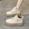 Fashion Women's High Top Vulcanized Shoes Autumn Winter Lace Up Soft Leather Plus Velvet Warm Cotton Shoes Thick Sole Leisure Sneakers