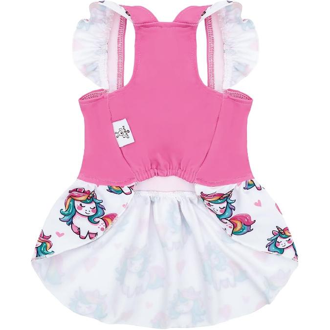CuteBone Dog Dress for Small Dogs Girl, Unicorn Summer Dresses with Bow & Ruffle Sleeve, UPF50+ Sun Protection, Cute Pet Clothes for Puppy for