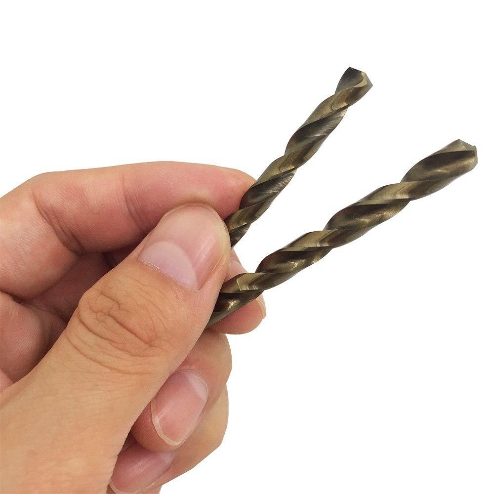 Набор из 15 шт. спиральных сверл M35 с кобальтом, жареным желтым прямым хвостовиком, из быстрорежущей стали, 1,5–10 мм, для полного шлифования отверстий