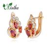 MINTHA Fashion Jewelry Premium Red Cubic Zirconia In Rose Gold Color Clip Earrings For Women Bridal Earrings