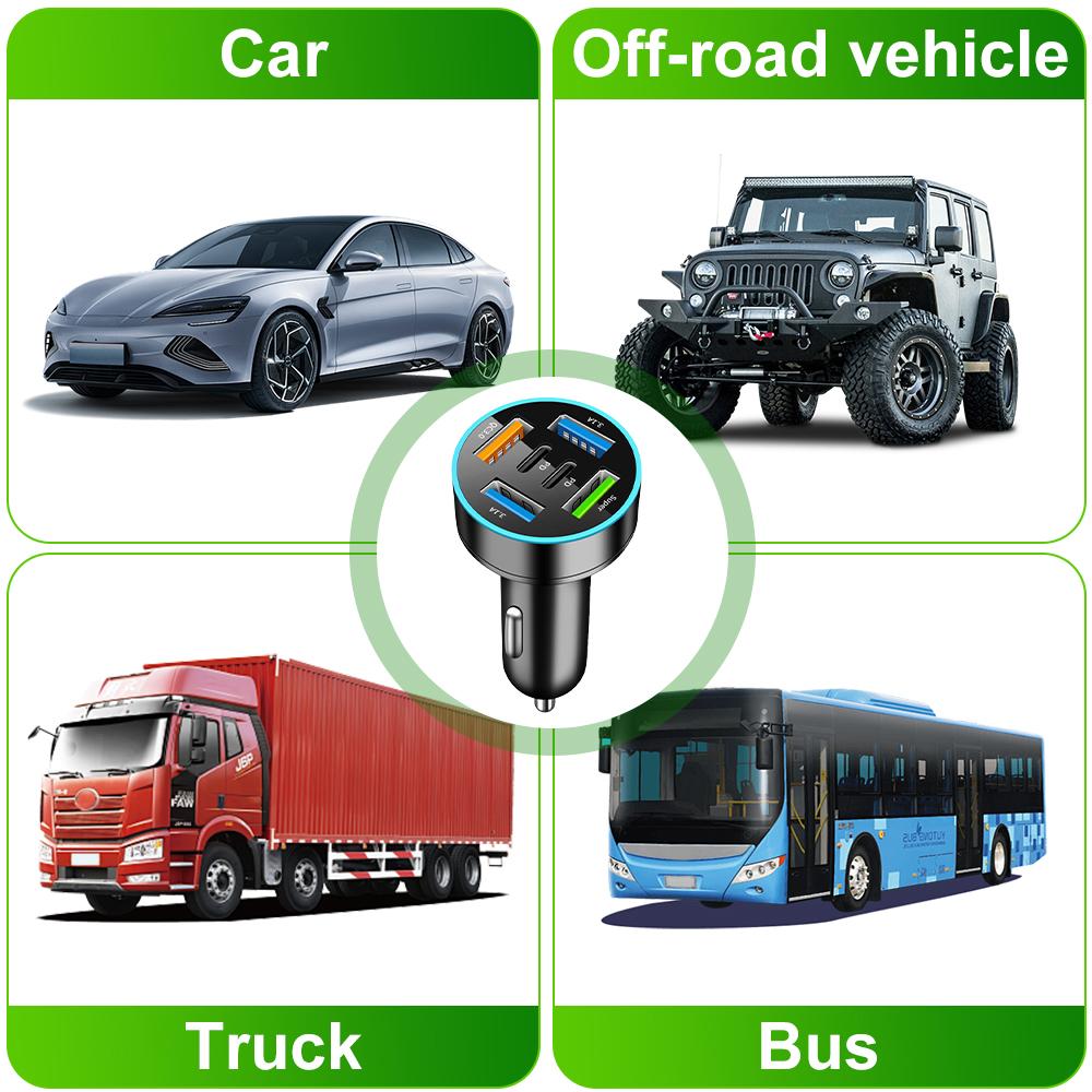 250 Вт 5 портов автомобильное зарядное устройство быстрая зарядка PD QC3.0 USB C автомобильное зарядное устройство для телефона адаптер с напряжением для iPhone Samsung Huawei Xiaomi